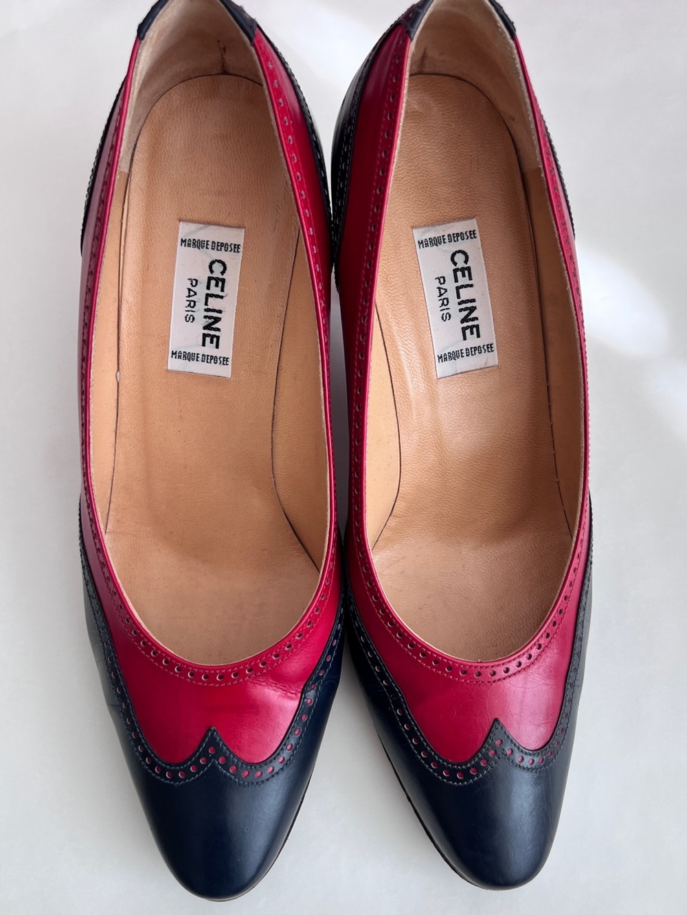 Celine Red and Blue Leather Pumps Women's 5